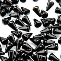 Spike Beads (Шипы) - Бусины чешские стеклянные 5х8мм, 23980 - черный непрозрачный (25 шт)