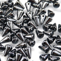 Spike Beads (Шипы) - Бусины чешские стеклянные 5х8мм, 23980L - гематитовый непрозрачный (25 шт)