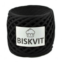 Трикотажная пряжа Biskvit (Бисквит) - Блэк (черный), 330 +/-30 гр, 100 м, 100% хлопок, толщ. нити 7мм