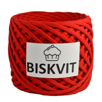 Трикотажная пряжа Biskvit (Бисквит) - Красный, 330 +/-30 гр, 100 м, 100% хлопок, толщ. нити 7мм