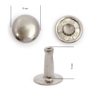 Заклёпки (хольнитены) односторонние круглые - 9 мм, никель, уп. 5 шт