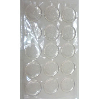 Основы - круги из эпоксидной смолы с клеевым слоем - прозрачные с серебряными блестками 20 мм, уп. 20 шт.