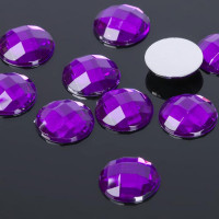 Стразы плоские круг 14 мм (набор 10шт), цвет фиолетовый