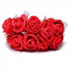 Розочки на проволоке 2 см, букет 12 роз, фоамиран - (красный) С СЕТОЧКОЙ SF-043