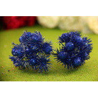 Букетик тычинок глиттерные цветочки, 12 головок - т. синий