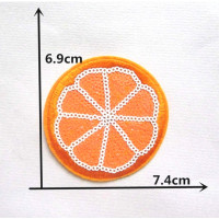 Термонаклейка на одежду с пайетками "Апельсин" C2114 6,9х7,4см