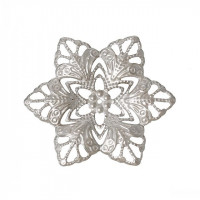 Филигрань металлическая цветок, 35х30мм, под серебро