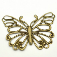 Филигрань металлическая бабочка, 66х50мм, под бронзу, 1 шт