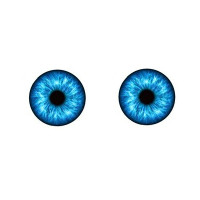 Глаза круглые стеклянные клеевые 14мм, голубой, 1 пара