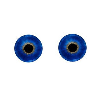 Глаза круглые стеклянные клеевые 14мм, синий, 1 пара