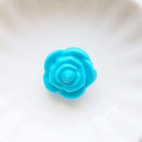 Бусина силиконовая Розочка 21мм, 1шт - голубая бирюза