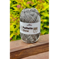 Пряжа Paillette (Пайлетте) - добав. нить с пайетками, 140 м, 25 гр, 100% ПЭ - 61 св. серый
