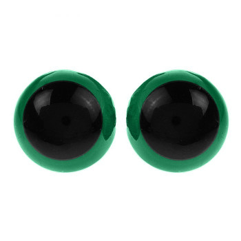 Глаза винтовые с заглушками (безопасные) 13 мм, цвет зеленый, круглые, 1 пара