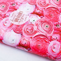 Бумага упаковочная глянцевая Градиент - Розовые розы, 70х100см