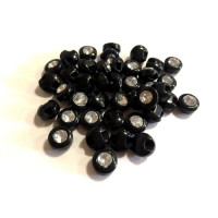 Пуговицы 10мм пластик с полупотайным ушком, круг, цвет черный, уп. 4шт (со стразой)