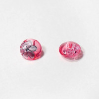 Пуговицы 13мм пластик с полупотайным ушком, цвет темно-розовый, круг, уп. 4шт (полупрозрачные с рисунком Цветок)