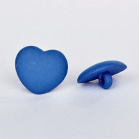 Пуговицы 15мм пластик на ножке, цвет синий, Сердце, уп. 4шт