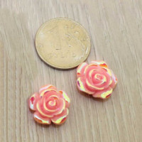 Кабошоны Роза 15мм - розовый с радужным блеском, уп. 2 шт