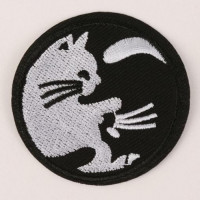 Термонаклейка Кошки, d = 6 см, цвет чёрно-белый