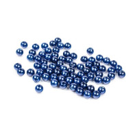 Бусины пластик под жемчуг 6 мм, уп. 5 гр (50 шт +/-3) - цвет темно-синий