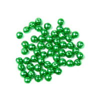 Бусины пластик под жемчуг 6 мм, уп. 5 гр (50 шт +/-3) - цвет зеленый темный