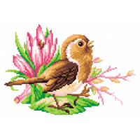 Канва для вышивания с нанесенным рисунком-схемой МП Студия СК-038 Птичка певчая 21х30 см (рисунок 16х23 см)