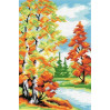 Канва для вышивания с нанесенным рисунком-схемой МП Студия СК-042 Осенний лес 21х30 см (рисунок 14х21 см)