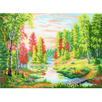 Канва для вышивания с нанесенным рисунком-схемой МП Студия СК-022 Рассвет в лесу 40х50 см (рисунок 29х40 см)