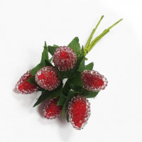 Ягоды в сахаре Земляника, Букетик 6 ягод - Бордовый