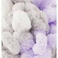 Пряжа Puffy Color (Пуффи колор), ALIZE (Турция), 9,2м, 100гр, 100% микрополиэстер, 6372 - бело-серо-сиреневый