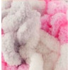 Пряжа Puffy Color (Пуффи колор), ALIZE (Турция), 9,2м, 100гр, 100% микрополиэстер, 6370 - бело-серо-розовый