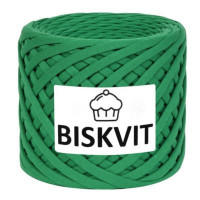 Трикотажная пряжа Biskvit (Бисквит) - Грин (зеленый), 330 +/-30 гр, 100 м, 100% хлопок, толщ. нити 7мм