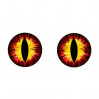 Глаза круглые стеклянные клеевые 14мм (узкий зрачок, драконьи, кошачьи) - Оранжевый, 1пара