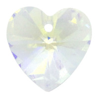 Бусины-подвески в форме сердца стеклянные граненые, прозрачные с радужным покрытием, 14 мм, уп. 3 шт.