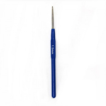 Крючок для вязания 1.5мм металлический с пластиковой ручкой, 1шт, в ассорт.