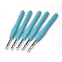 Крючок для вязания 5.0мм - металлический с резиновой ручкой, 1 шт