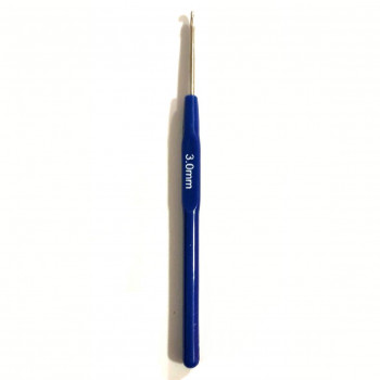 Крючок для вязания 3.0мм металлический с пластиковой ручкой, 1шт, в ассорт.