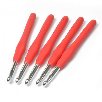 Крючок для вязания 6.0мм - металлический с резиновой ручкой, 1 шт