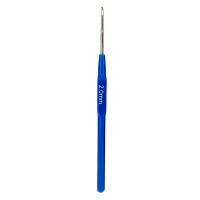 Крючок для вязания 2.0мм металлический с пластиковой ручкой, 1шт, в ассорт.