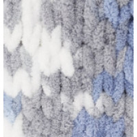 Пряжа Puffy Color (Пуффи колор), ALIZE (Турция), 9,2м, 100гр, 100% микрополиэстер, 6075 бело-серо-голубой