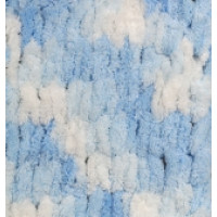 Пряжа Puffy Color (Пуффи колор), ALIZE (Турция), 9,2м, 100гр, 100% микрополиэстер, 5865 бело-голубой