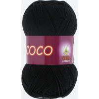 Пряжа COCO (КОКО), Vita Cotton (Индия), 240м, 50гр, 100% мерсеризованный хлопок, 3852 - Черный