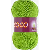Пряжа COCO (КОКО), Vita Cotton (Индия), 240м, 50гр, 100% мерсеризованный хлопок, 3861 - Ярко-зеленый
