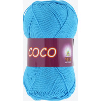 Пряжа COCO (КОКО), Vita Cotton (Индия), 240м, 50гр, 100% мерсеризованный хлопок, 3878 - Голубая бирюза