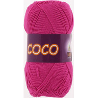 Пряжа COCO (КОКО), Vita Cotton (Индия), 240м, 50гр, 100% мерсеризованный хлопок, 3885 - Фуксия