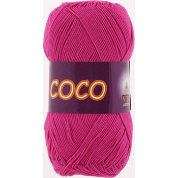 Пряжа COCO (КОКО), Vita Cotton (Индия), 240м, 50гр, 100% мерсеризованный хлопок, 3885 - Фуксия