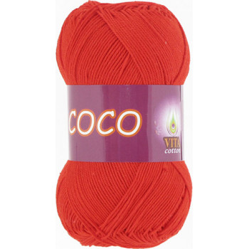Пряжа COCO (КОКО), Vita Cotton (Индия), 240м, 50гр, 100% мерсеризованный хлопок, 4319 - Алый