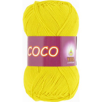 Пряжа COCO (КОКО), Vita Cotton (Индия), 240м, 50гр, 100% мерсеризованный хлопок, 4320 - Ярко-желтый