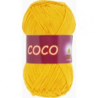 -Пряжа COCO (КОКО), Vita Cotton (Индия), 240м, 50гр, 100% мерсеризованный хлопок, 3863 - Желтый