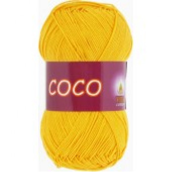 -Пряжа COCO (КОКО), Vita Cotton (Индия), 240м, 50гр, 100% мерсеризованный хлопок, 3863 - Желтый